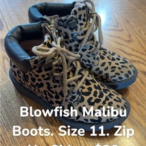 Blowfish Kids Tan and Black Leopard Boots